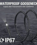 Dual Lens Endoscope With 5 Inch Monitor And Front And Side View Borescope Camera Waterproof 9.8 Ft Probe 5 Inch IPS LCD Screen And Case The Go To Tool For Auto Maintenance Home Inspections Electrical Work And DIY. IP67 waterproof gooseneck probe in water