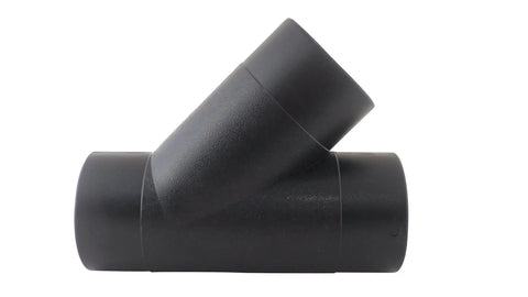 Shop Floor Pro Setup 4 Inch 3 Way Y Connector For Dust Collector Systems Tough ABS Plastic Branch Tee Fitting Fits Standard 4 Inch Flexible Hose Straight Up Reliable side view