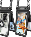 IPX8 Waterproof Phone Pouch Dual Pack 8.3 Inch Case With Lanyard Fits iPhone 17 16 15 Pro Max showing storage for valuables underwater
