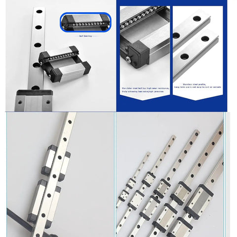 MGN9 Linear Rail Kit 100mm Two Pack With Two MGN9H 9mm Carriage Blocks Black for 3D Printer and CNC Machine close-up view