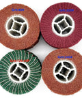 4 Pack Pro Grade Abrasive Burnishing Drum Wheel Set With Sandpaper For Metal Rust And Paint Removal, 4.7 X 4 Inch, Grits 80 120 240 320