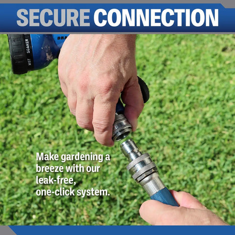 Stainless Steel Garden Hose Quick Connect Fittings Set Of 2 With 3/4 Inch Size Rust Resistant And Leak Free One Hand Operation