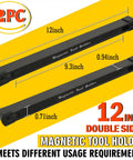 Double Sided Magnetic Tool Holder 12 Inch Magnetic Tool Bar Heavy Duty Wall Mount Strip Two Pack shown with dimensions