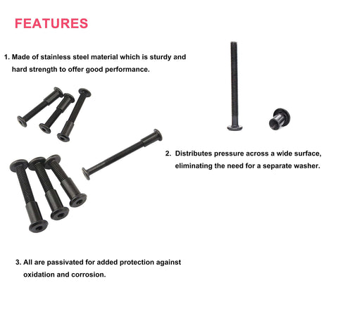 Black M6 Allen Bolts Kit 100 Pcs Socket Cap Screws And Rivet Cap Nuts For Joint Connecting Features Display