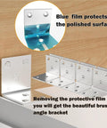 40 Pack Stainless Steel L Brackets 2 Inch Corner Braces Heavy Duty Shelf Supports Rust Proof Angle Braces For Wood Furniture Drywall Anchors Smooth Silver Finish Built Like A Tank With Zero Hassle Setup with blue protective film.