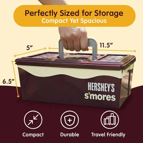 Smores Caddy Tray Organizer On The Go Station with handle, compact size, durable brown plastic for camping and picnics