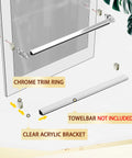 Clear Acrylic Shower Door Towel Bar Brackets For Framed Sliding Glass Doors Replacement For Basco And Alumax Towel Rods Nickel Finish Easy Install Durable Replacement Parts For Basco And Alumax Shower Door Hardware showing clear acrylic brackets and chrome trim ring.