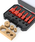XDENGP bi-metal hole saw kit, 6-piece set in black case with red bits (5/8"–1-3/8") for wood, plastic, drywall
