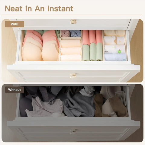 Slick 14 Pack Foldable Drawer Organizers For Dressers And Closets, Heavy Duty Storage Bins To Keep Baby Clothes Underwear And Socks Straight Up Organized, Total Game Changer For Nursery Or Dorm Rooms