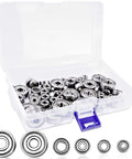 70-Piece Sealed Ball Bearing Assortment Kit 608ZZ 693ZZ 623ZZ 624ZZ 685ZZ 687ZZ 627ZZ with storage box displayed open