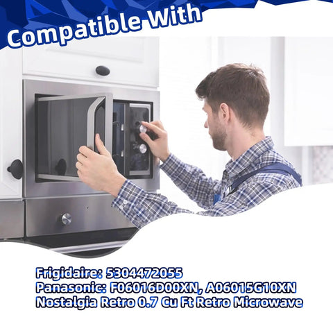 Man installing 9.6 Inch Microwave Glass Turntable Plate Replacement For Small And Retro Microwaves 0.7 Cu Ft 700W