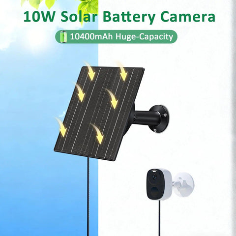 10W Trail Camera Solar Charger With 10400mAh Battery For Security And Trail Cams, mounted on wall with sunlight exposure