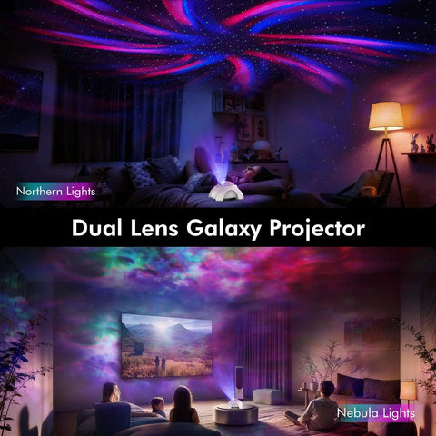 Star Projector 4 in 1 Aurora Night Light With Bluetooth Speaker, Northern Lights, Dual Projection in living room and bedroom