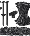 200Pcs Cable Tie Buckle Universal Unbreakable Zip Tie Clips for car fender engine cover mudguard fasteners in black plastic