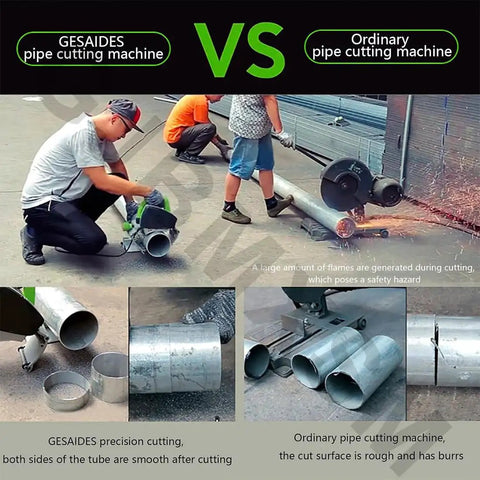 Comparison of Fully Automatic Electric Pipe Cutter For 15 To 400 mm Tubes with ordinary machine cutting steel pipes.