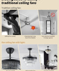 Comparison of traditional ceiling fan and SYDACG 42" Black Crystal Fandelier Ceiling Fans with Lights for modern elegance.