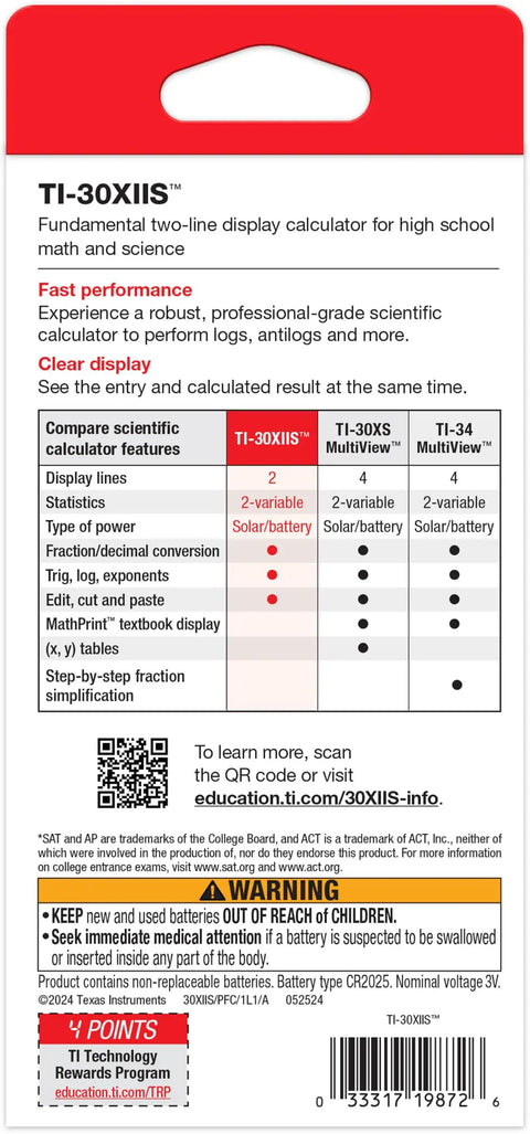 Legit Game Changing Scientific Calculator Featuring Two Line Display Advanced Statistics And Quick Fraction Conversions back of package details.