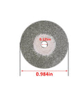 Front view of diamond cutting wheel from Diamond Cutting Wheels Kit For TIG Welding And Tungsten Electrode Sharpening, 25mm Discs 0.5mm Thick.
