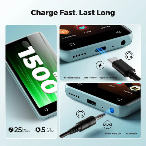 160GB Bluetooth WiFi MP3 Player For Kids With 4.0 Inch Touch Screen Android Music Player And Speaker No Phone Needed