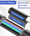 Pro Grade Heat Shrink Tubing Kit With 7 Sizes And 420 Pcs showing polyethylene material and adhesive lining structure