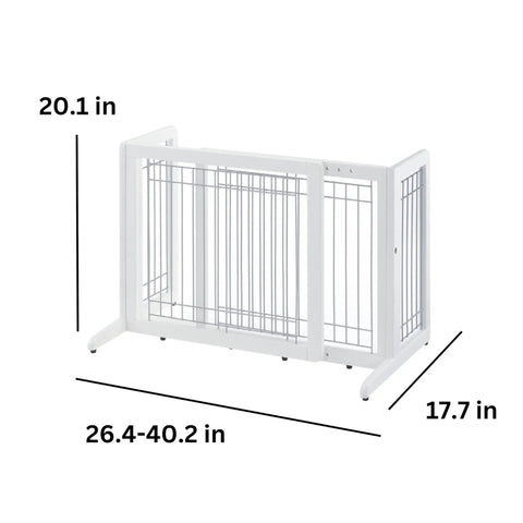 Freestanding Pet Gate for Doorways and Hallways, Small to Medium Pets, Origami White, No Install Self Supporting Gate With Wide Anti Tip Base