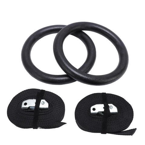 Heavy Duty Gymnastic Rings With Scale Straps For Home Gym Training Black Exercise Rings With 661.38lb Load Capacity Built From ABS And Polyester