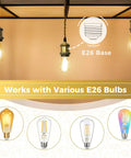 E26 Vintage Lamp Socket for Edison Pendant Lights, Old School Industrial Hanging Lamp Holder shown with various E26 bulbs.