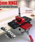 Heavy Duty Door Hinge Jig Kit With Aluminum Alloy Base And Steel Guide Bushing For Router Mortising 35Mm Drill Bit Depth Adjust Screws Perfect Cabinet Maker Tool, 35mm hinge hole opener on wood