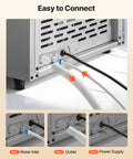 Easy connections shown for Top Notch Commercial Ice Maker Cranking Out 120 Lbs Daily With Slick Under Counter Design.