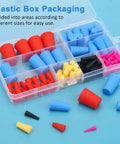 Pro Grade Heavy Duty All Purpose High Temp Silicone Rubber Tapered Plugs Kit 110 Piece Set in plastic box with 8 sizes
