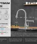Premium Brushed Nickel Filtered Water Kitchen Faucet Featuring Smooth Pull Down Sprayer And Dual Flow Settings For Hectic Daily Household Cleaning dimensions and installation guide.