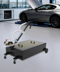 Heavy Duty 20 Gallon Oil Drain Pan With Pump For Garage Shop, Ultra Fast Flow Rate Steel Oil Collector Cart in workshop.