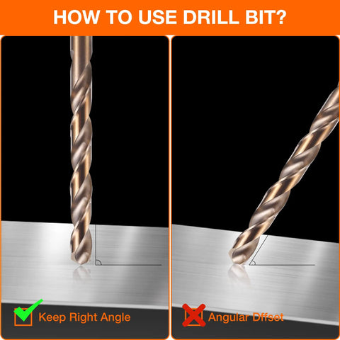 Cobalt Drill Bit Set 29 Piece Pro Grade M35 High Speed Steel One Sixteenth To One Half Inch Jobber Length use direction diagram