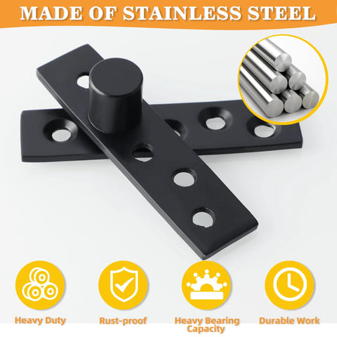 Heavy Duty 3 Inch Pivot Door Hinge Set With 360 Degree Rotation Offset Axis Concealed Hinges Up Down Shaft Stainless Steel Black Finish Pack Of 2 Ideal For High Traffic Homes And Offices
