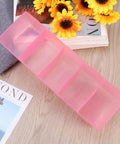 Solid Plastic Underwear Organizer Box With Five Grid Dividers For Closet Drawer Storage in pink, perfect for sorting socks and gloves.