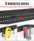 Garage Tool Organizer Wall Mount 48 Inch With 10 Adjustable Heavy Duty Hooks Holds Up To 400 Lbs Durable Tool Storage Rack