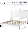 Full Size Velvet Upholstered Bed Frame With Channel Tufted Headboard And Heavy Duty Wooden Slats Platform Bed Base No Box Spring Required Easy Peasy Assembly Straight Up Luxe White Look dimensions and features