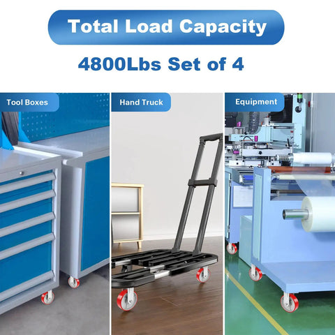 Six Inch Industrial Casters Heavy Duty Polyurethane Wheels On Steel Hub Zero Noise Roll Rigid Frame 1200 Pound Capacity For Utility Carts Dollies Cart Setup Silky Smooth Glide Built Tough For Heavy Duty Loads Pair Included on carts and toolboxes.