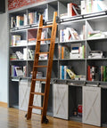 Sliding Barn Door Hardware Kit With Black Carbon Track System For Library Ladders, Low-Noise Big Wheel Rollers, No Ladder Included