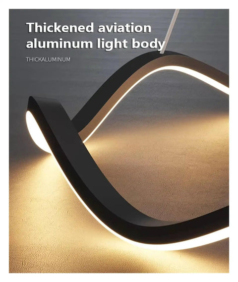 Circle Wave Led Pendant Lights Modern Minimalist Living Dinging Room Chandelier Lighting Bedroom Lamp Luster Fixtures, thickened aluminum light body.