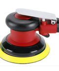 Heavy Duty 5 Inch Random Orbital Palm Sander Dual Action Pneumatic Power Tool with Aluminum Body, 12,000 RPM Free Speed, black and red design