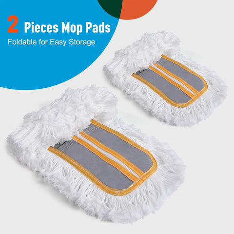 2 Pieces Mop Pads for Heavy Duty 24 Inch Commercial Dust Mop Featuring Plush Absorbent Microfiber Pad for Quick Wet or Dry Cleaning