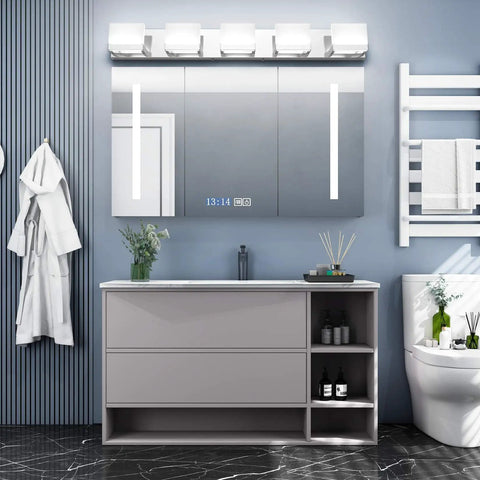 Five Light Modern Chrome Vanity Light For Bathroom Wall Mount Up And Down LED Fixtures Over Mirror White Daylight 6000K