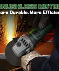 Cordless 20V 5 Inch Angle Grinder With Brushless Motor, Beast Power, sparks flying during metal cutting, includes 2X 4.5Ah Batteries