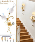 Gold Wall Sconces Set Of Two With Thick Clear Glass Shades Modern Black And Brass Vanity Lights for staircase installation