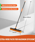 Solid 24 Inch Heavy Duty Push Broom Built Different To Handle The Daily Grind Sweeps Garages Decks Patios Yards Workshops And Concrete Floors Fast With Zero Hassle with wide brush head and adjustable handle.