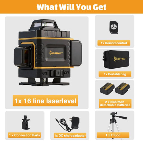 Laser Level 4x360 Degree Self Leveling With Tripod And Remote High Precision Auto Level 150 Ft Range Tilt Alarm One Eighth Inch Accuracy At 33 Ft 360 Degree Laser Lines For Indoor Construction And DIY Projects with tripod, remote, batteries, bag, adapter