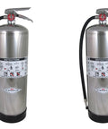 Straight Up Real Deal Pack Of Two Class A Water Fire Extinguishers With 2.5 Gallon Capacity And Ul Rated 2a Protection featuring stainless steel finish.