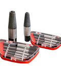 Premium 8-Piece Screw Extractor Kit Made From Heat Treated Carbon Steel. Heavy Duty Double Headed Bits For Stripped Bolt Removal In Auto And Construction Jobs. Tough Tool To Pull Broken Threads Without Breaking Effortlessly Save Time On Rusted Fasteners. 8-piece screw extractor kit in red cases, heat treated steel, for stripped bolt removal