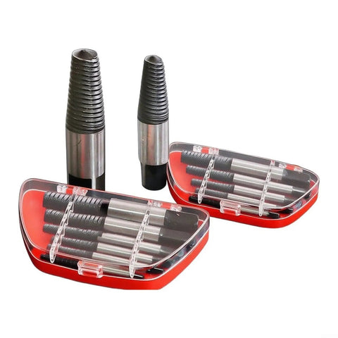 Premium 8-Piece Screw Extractor Kit Made From Heat Treated Carbon Steel. Heavy Duty Double Headed Bits For Stripped Bolt Removal In Auto And Construction Jobs. Tough Tool To Pull Broken Threads Without Breaking Effortlessly Save Time On Rusted Fasteners. 8-piece screw extractor kit in red cases, heat treated steel, for stripped bolt removal
